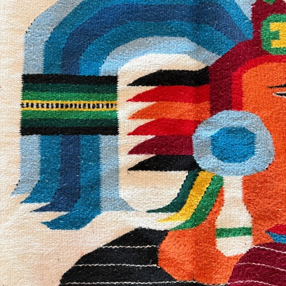 Vintage Hand-Woven Blanket Aztec Mayan Inca Indian Art Blanket 81"x48" - Picture 7 of 15